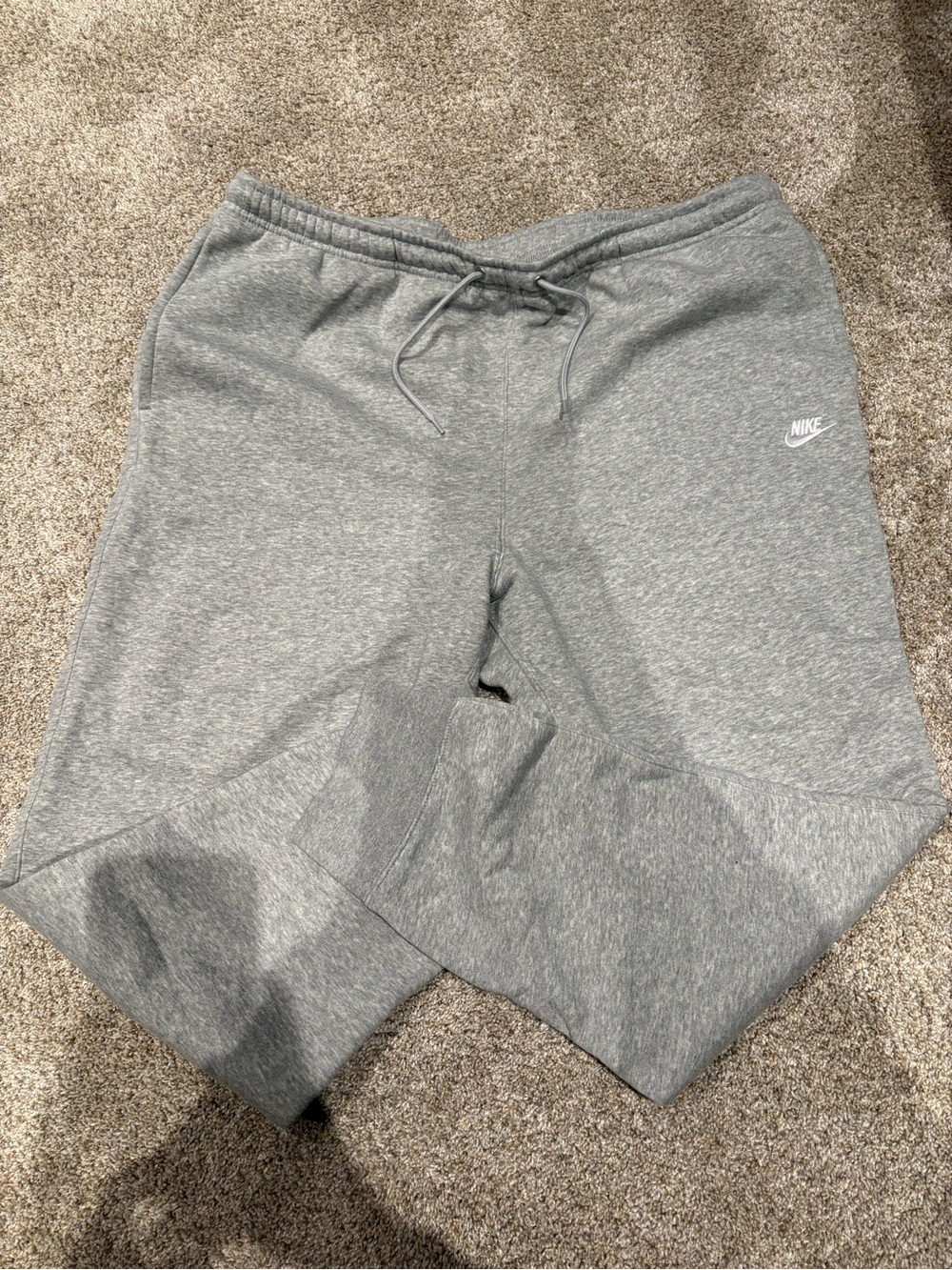 Nike Light Gray Fleece Joggers with Drawstring BRAND NEW